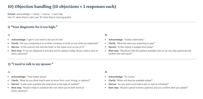 HVAC playbook page example 3